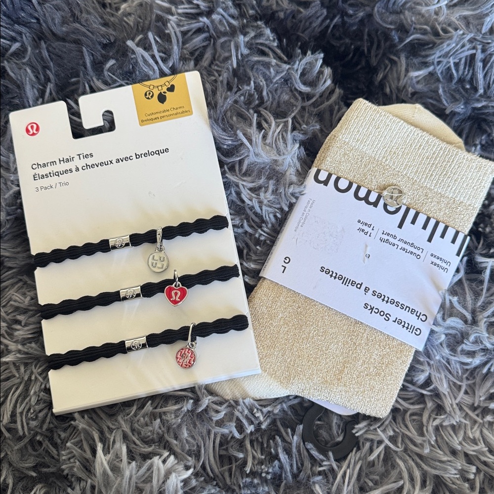 Lululemon Socks + Charm Hair Ties Bundle | NWT